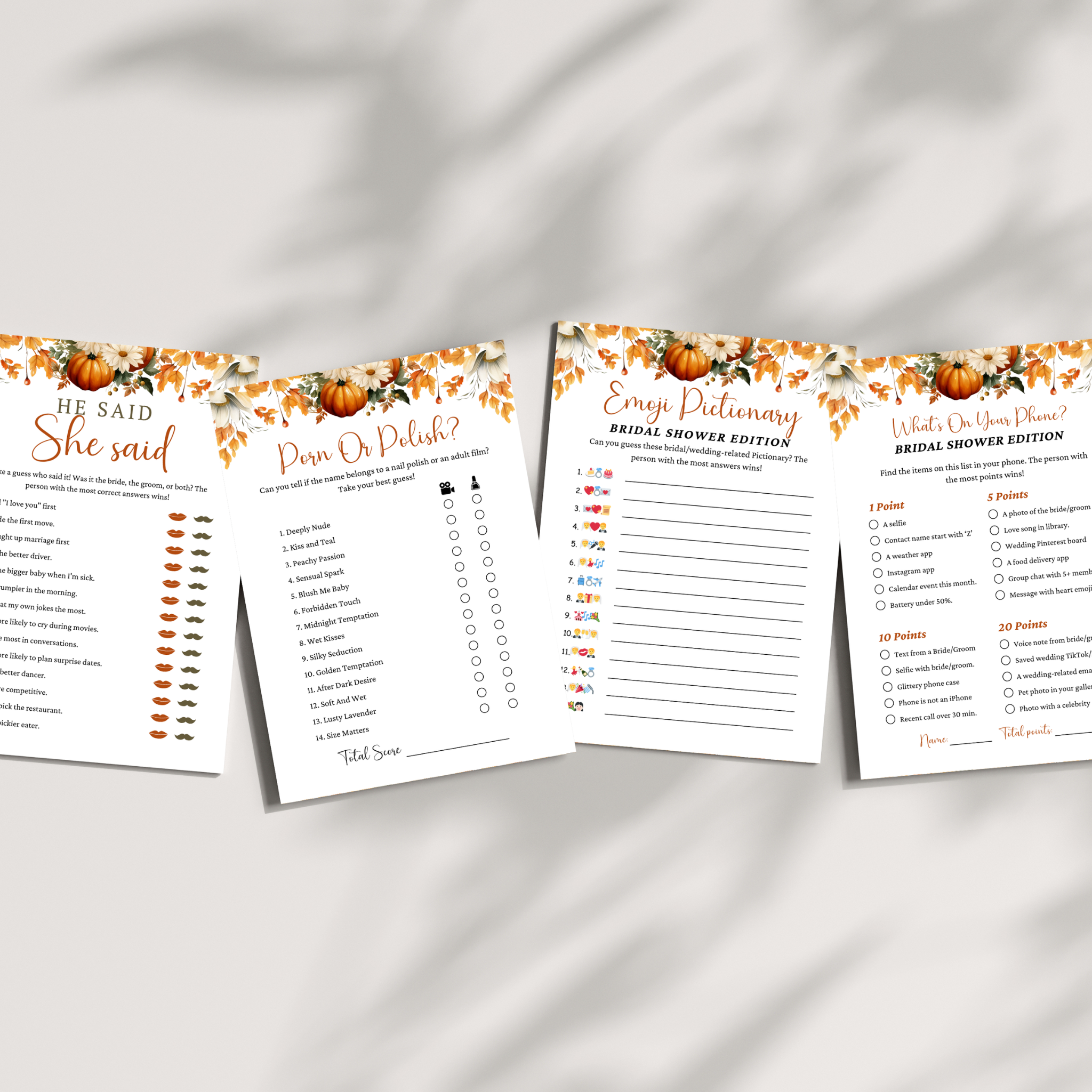 Fall Bridal Shower Games #2
