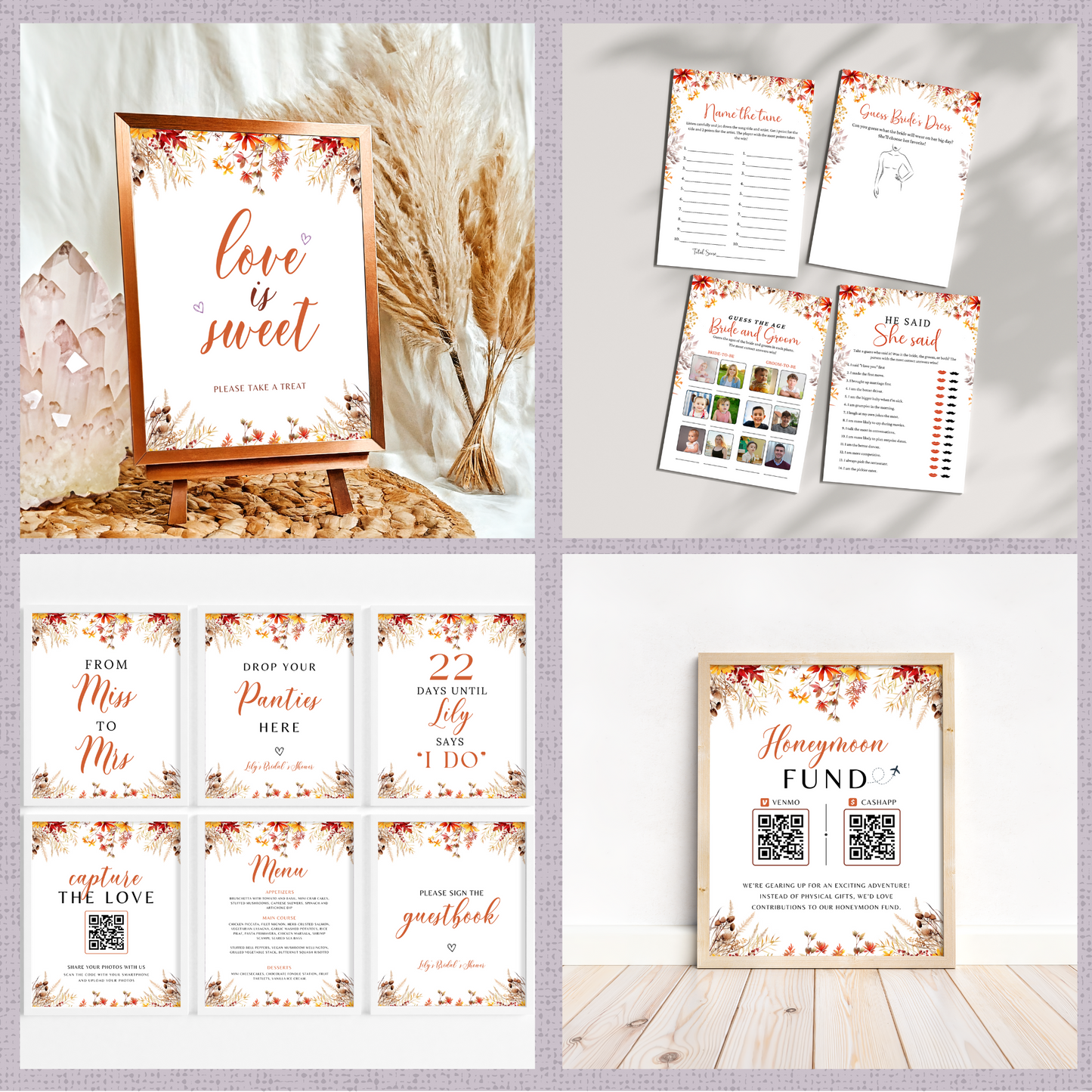 Fall Bridal Shower Games & Signs - #3