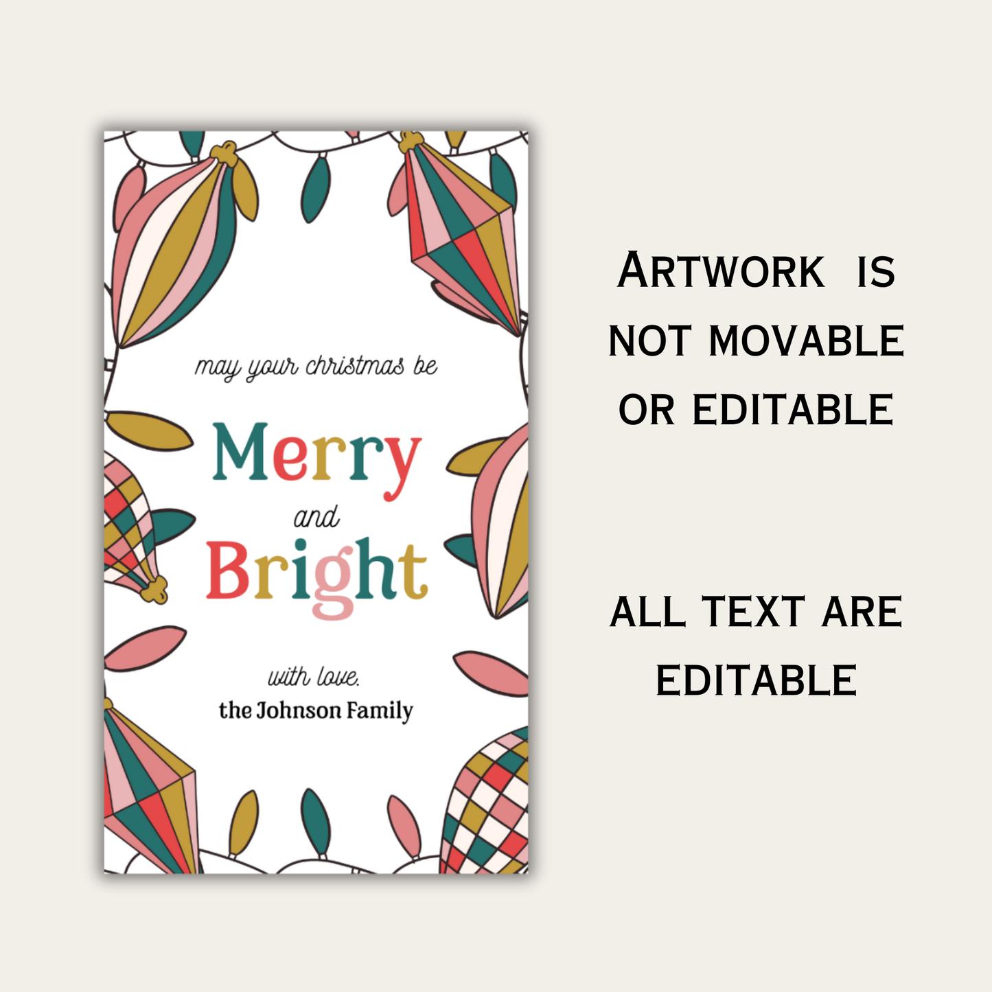 Merry & Bright Christmas Gift Tag