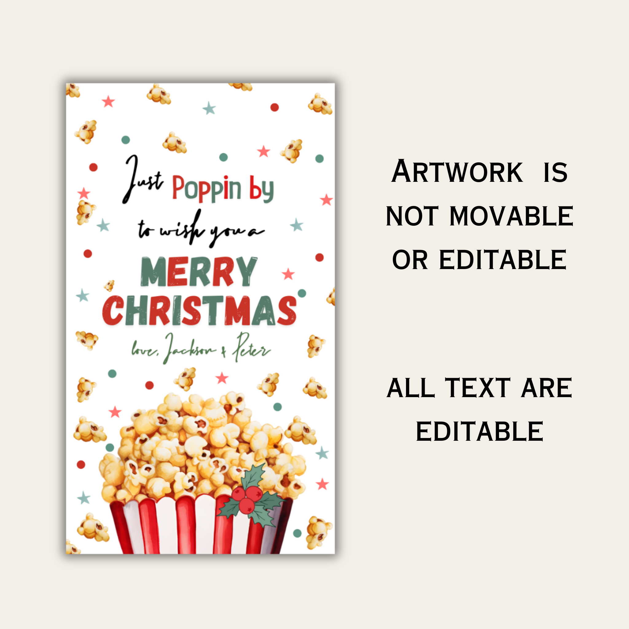 Popcorn Christmas Gift Tag