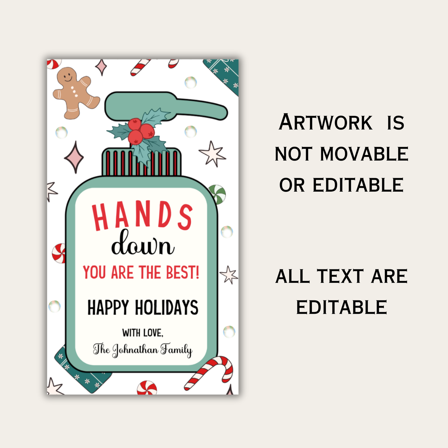 Hand Sanitizer Christmas Tag