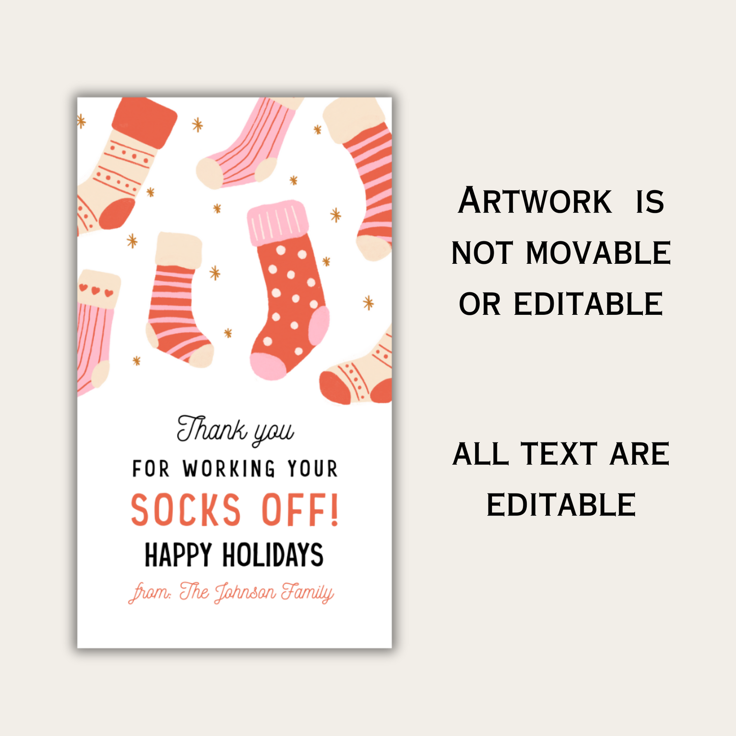 Thank You For Working Your Socks Off Christmas Gift Tag