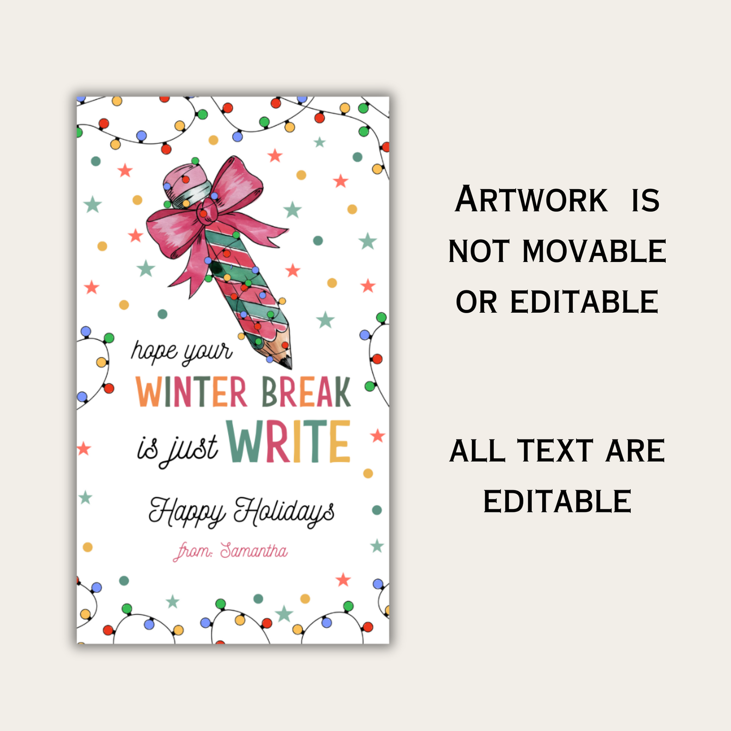 Winter Pencil Gift Tag