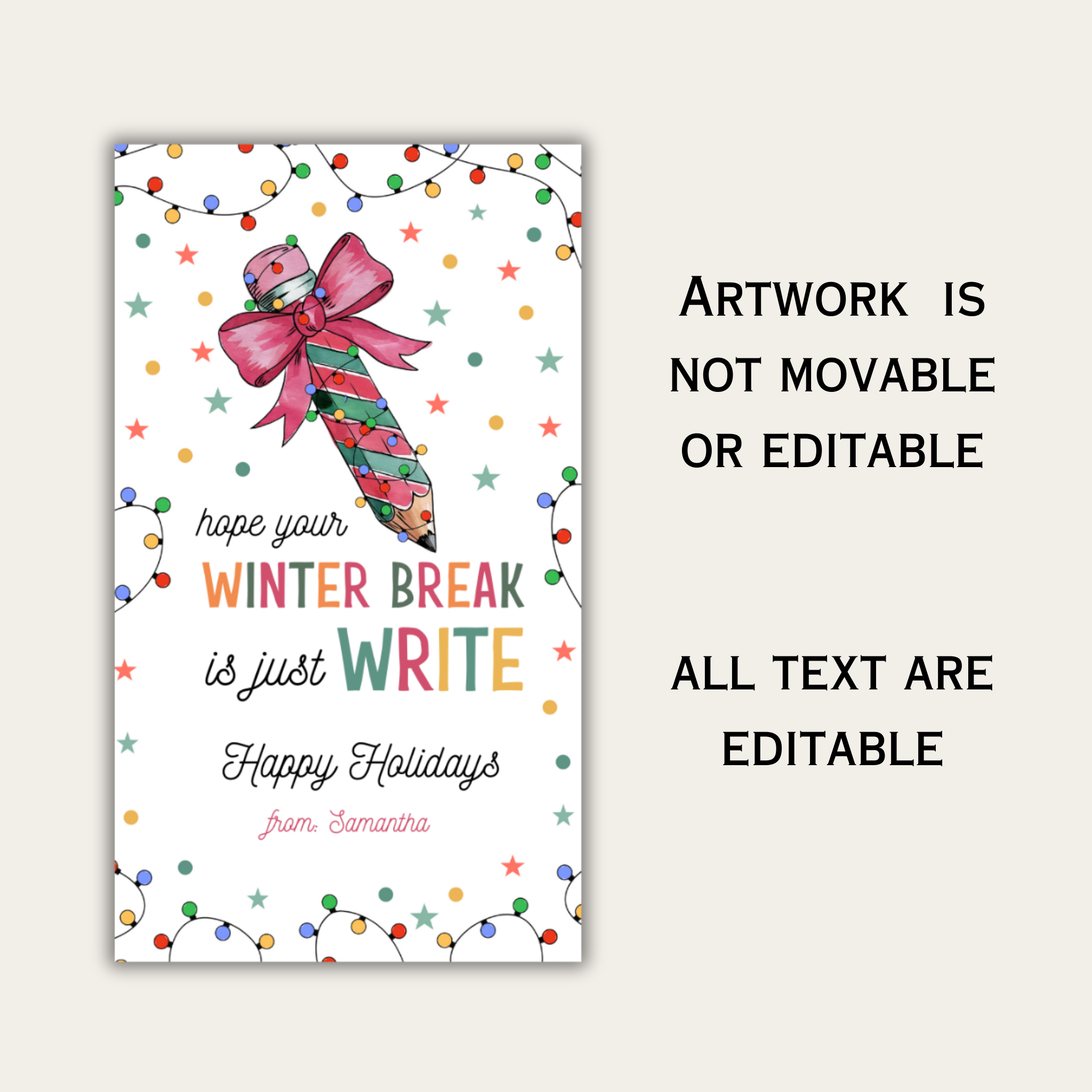 Winter Pencil Gift Tag