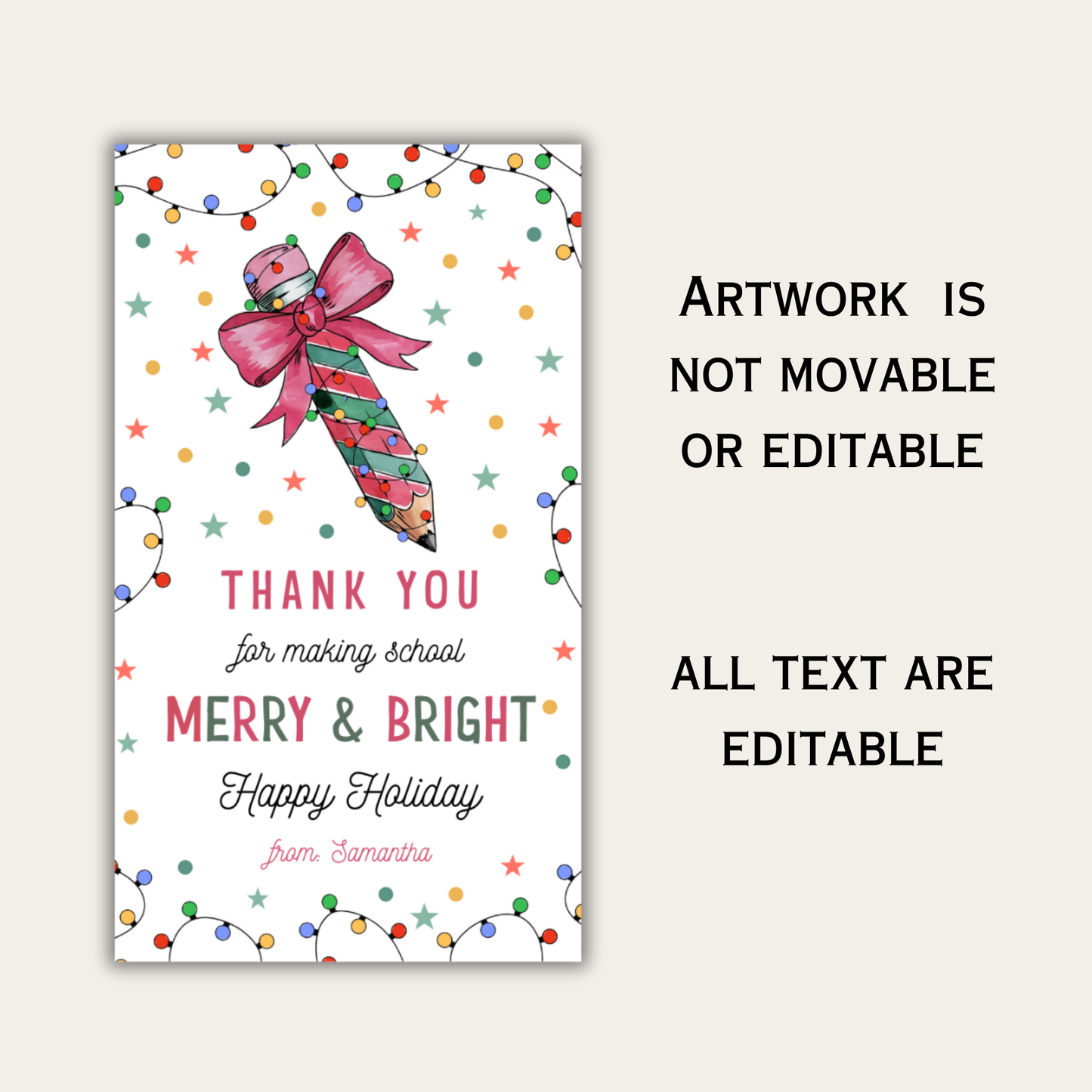 Winter Pencil Gift Tag - 01