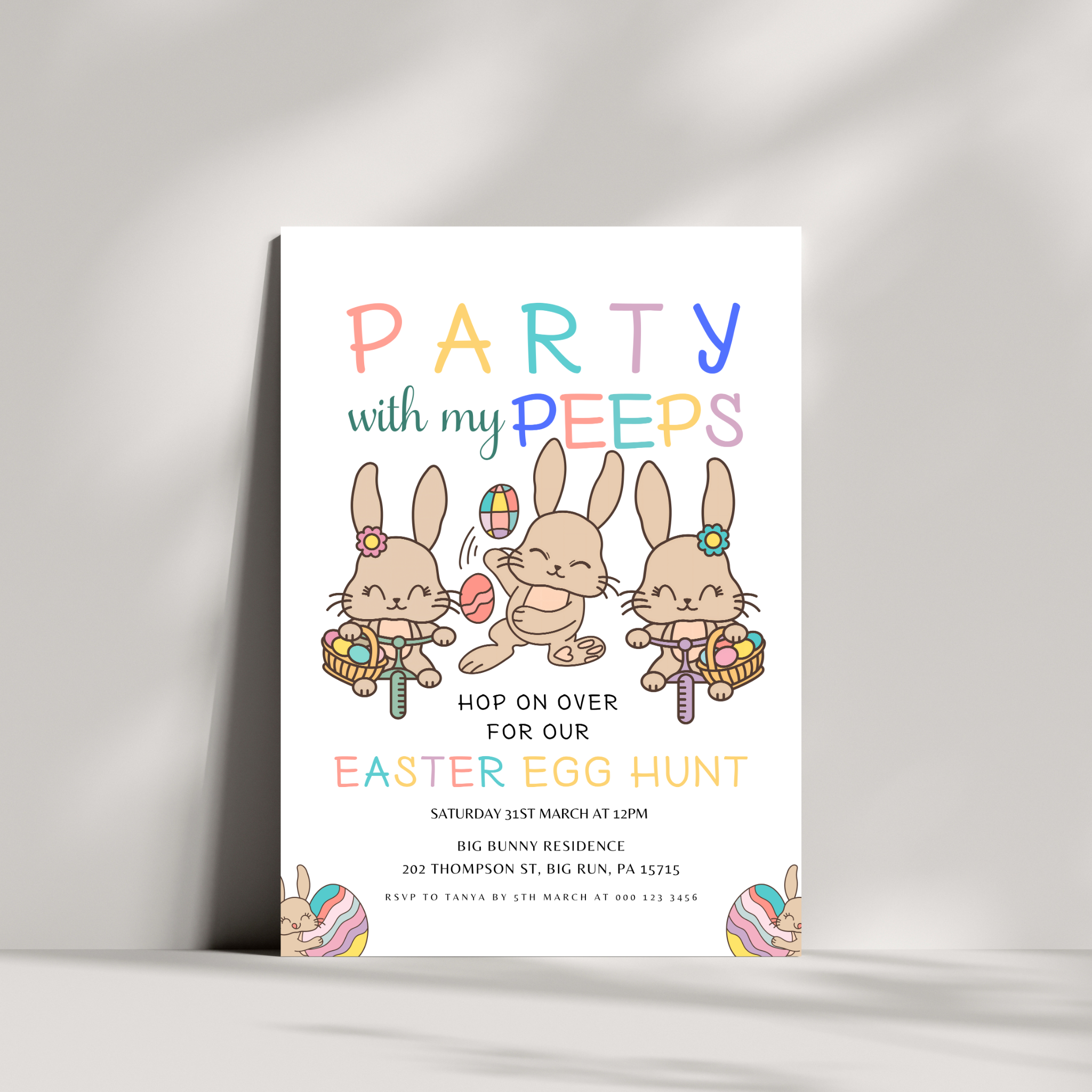 Hop On Over Party with My Peeps Invitation