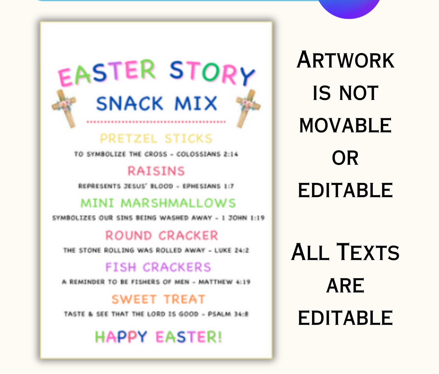 Easter Story Snack Mix - Editable Template