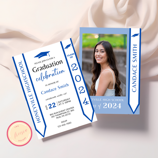 Graduation Invitation with Photo - Editable Template