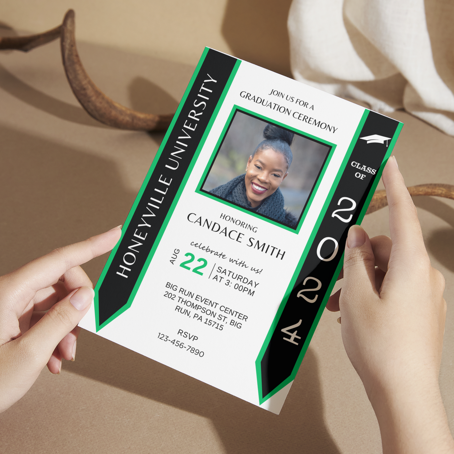 Graduation Invitation Template - Green