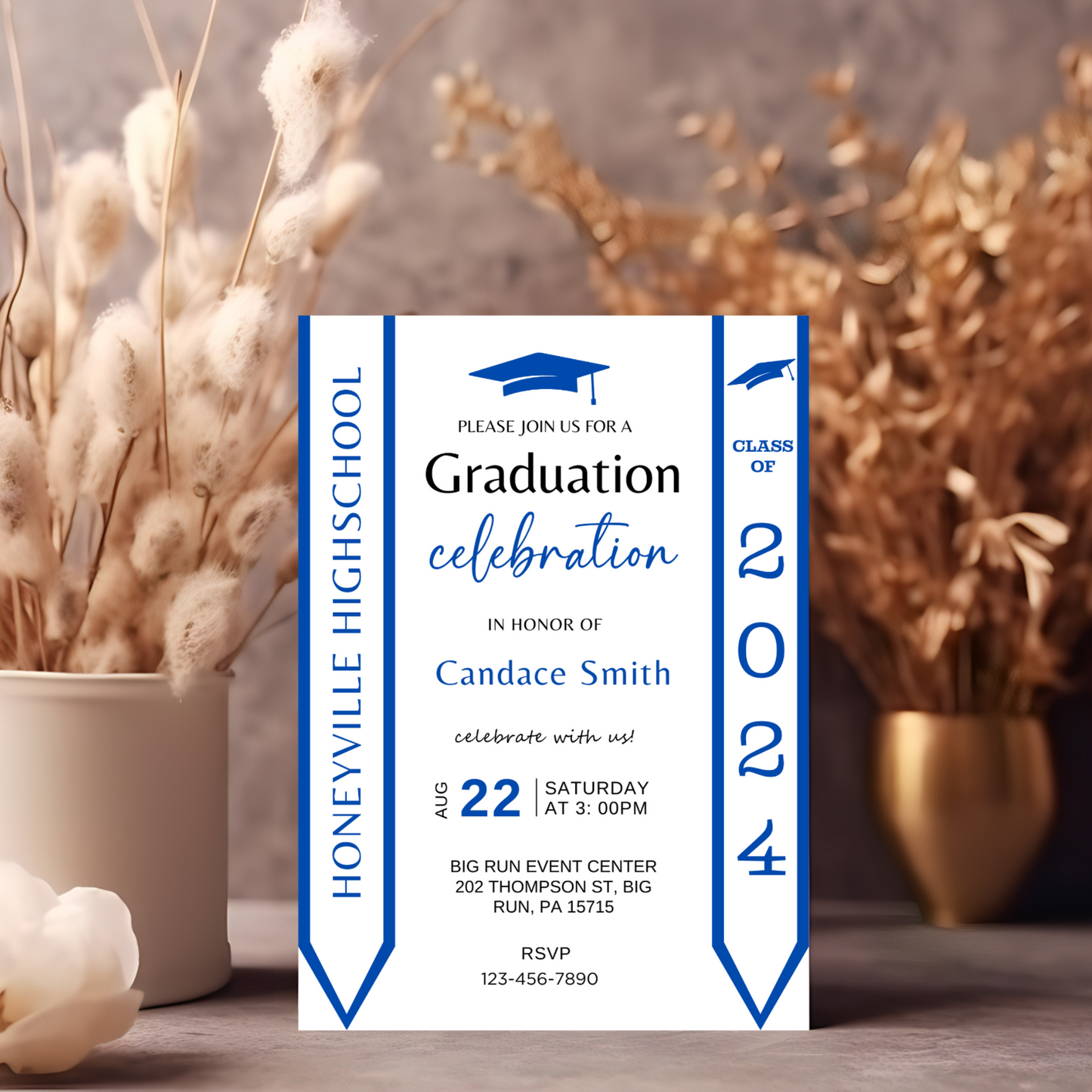 Graduation Invitation with Photo - Editable Template