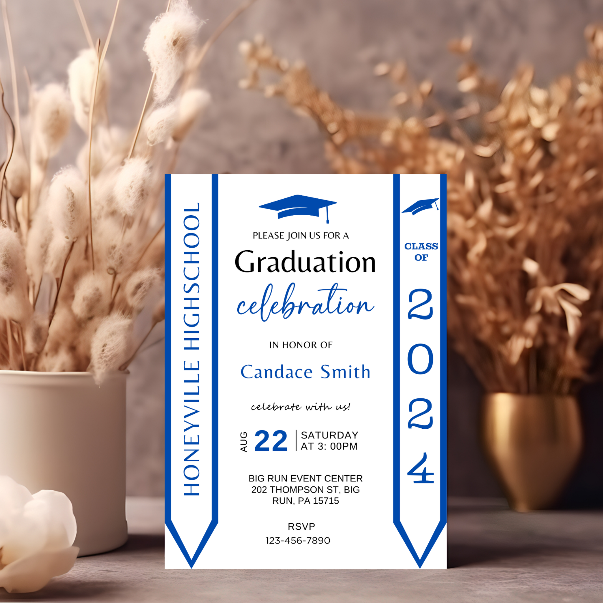 Graduation Invitation with Photo - Editable Template