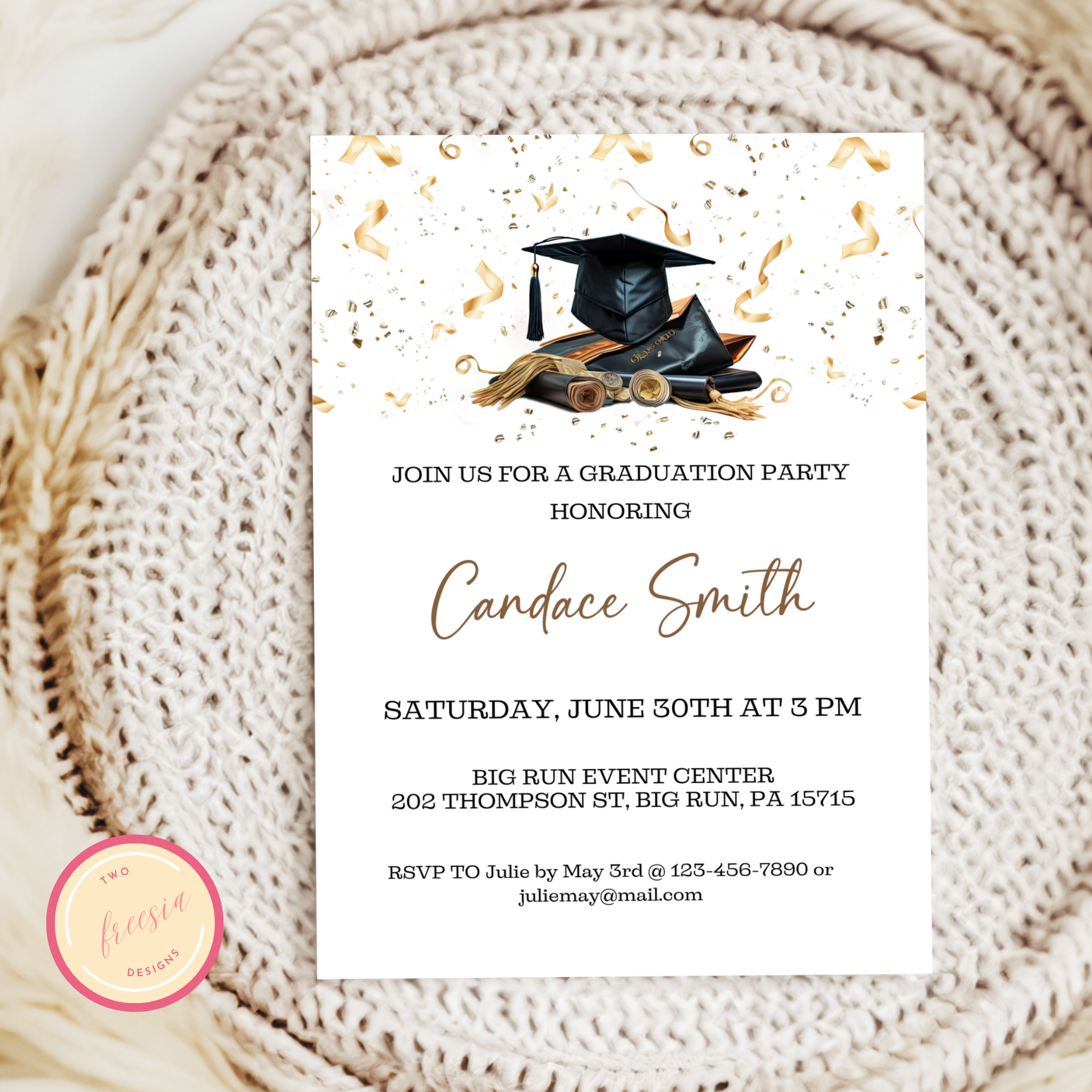 Graduation Invitation Graduation Invitation - Editable Template for College and High School ...