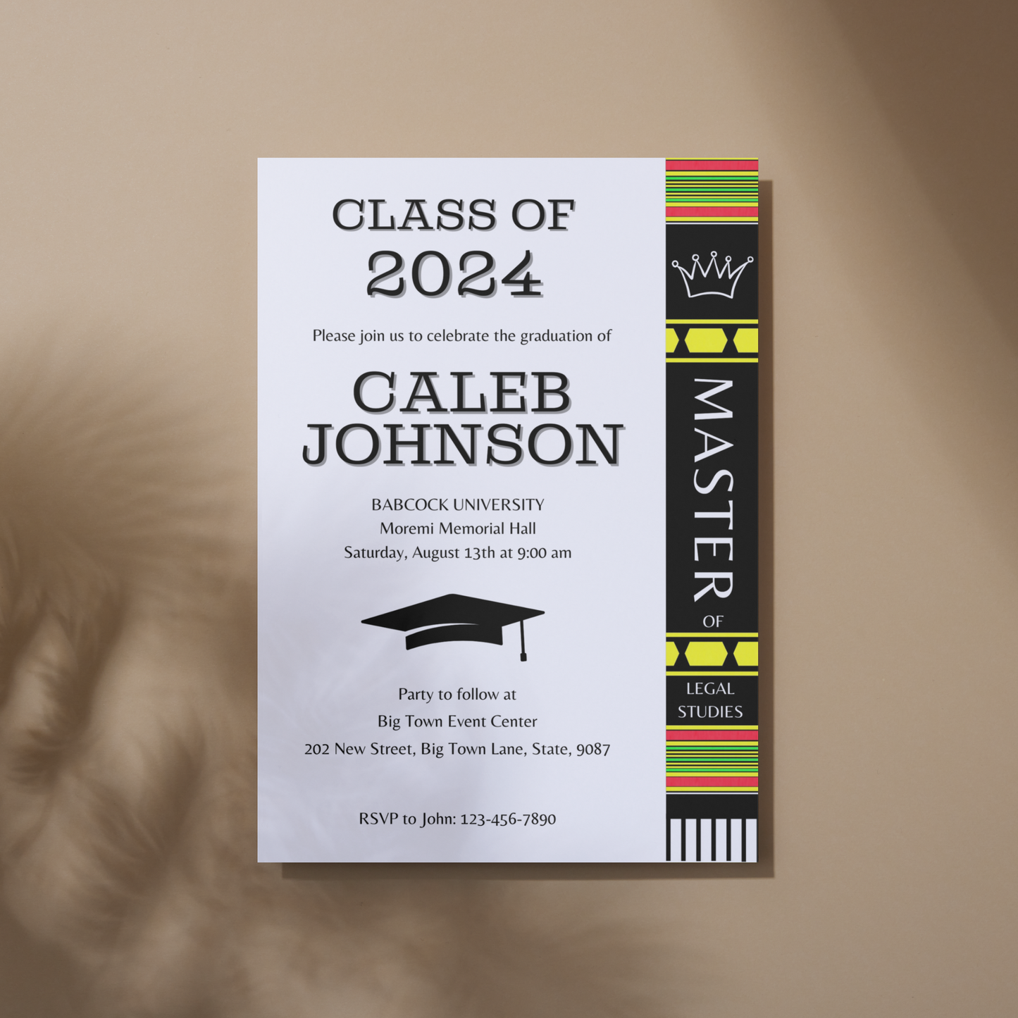 Editable Graduation Invitation Template - Kente Inspired