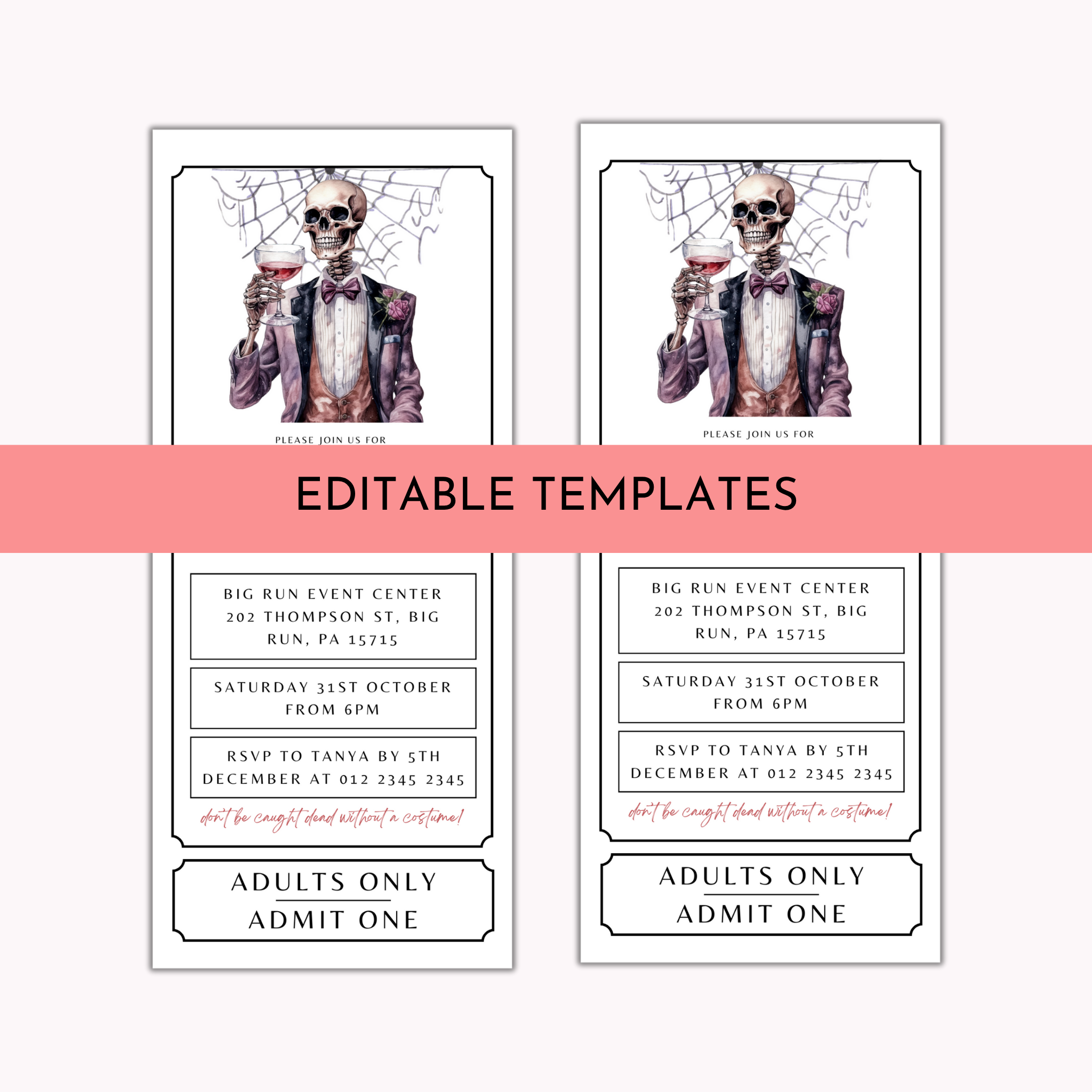 Costumes and Cocktails Ticket Invitation