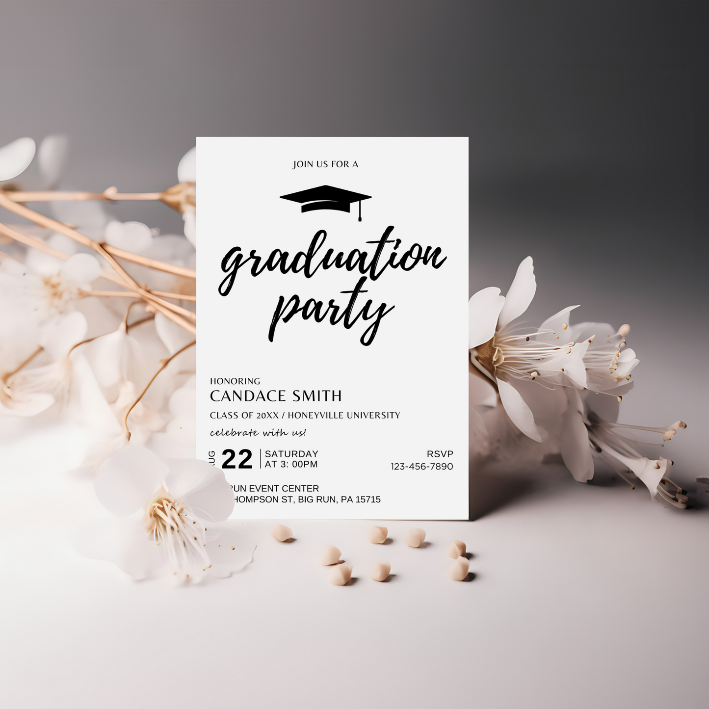 Graduation Party Invitation - Minimalist + Photo