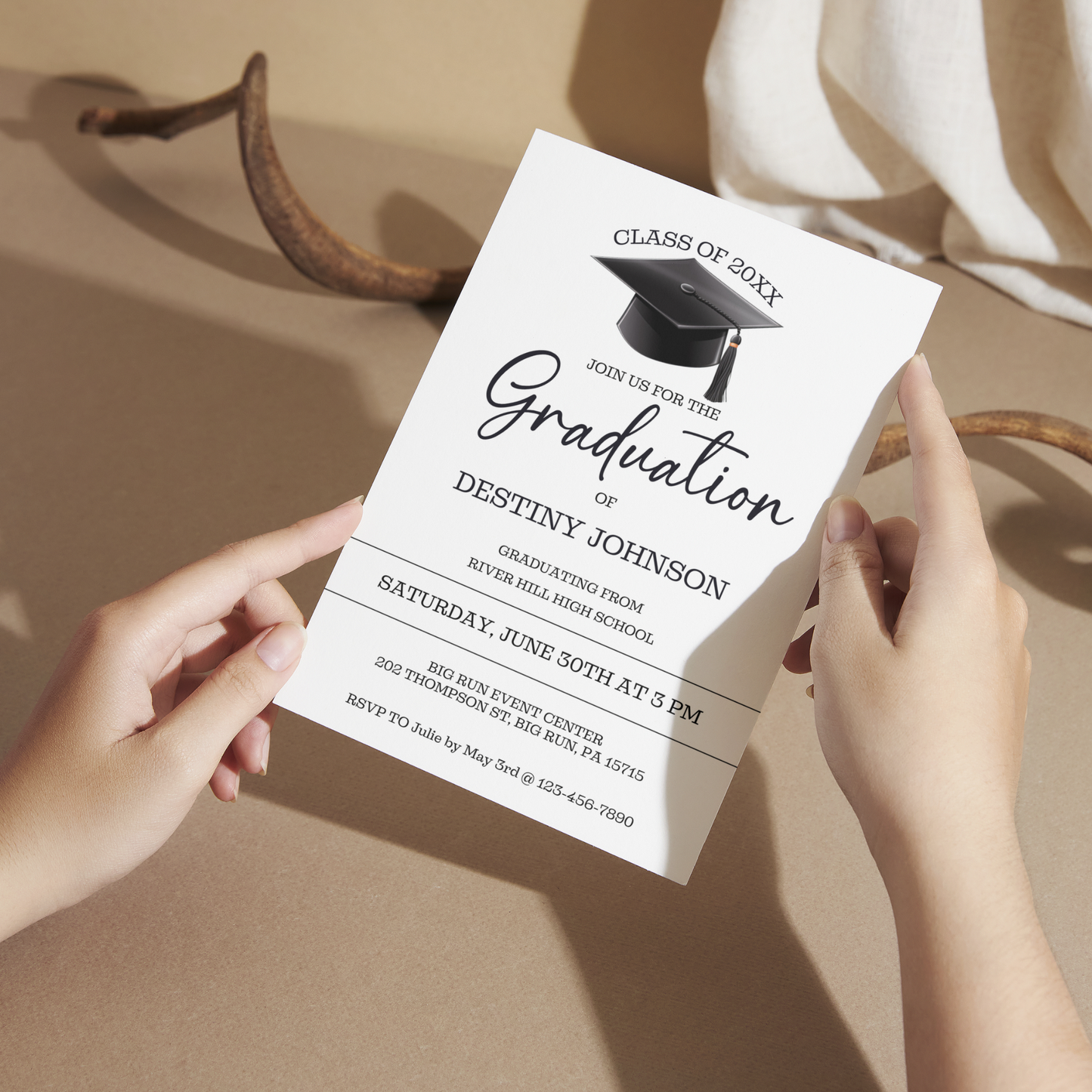 Graduation Party Invitation - Editable Template