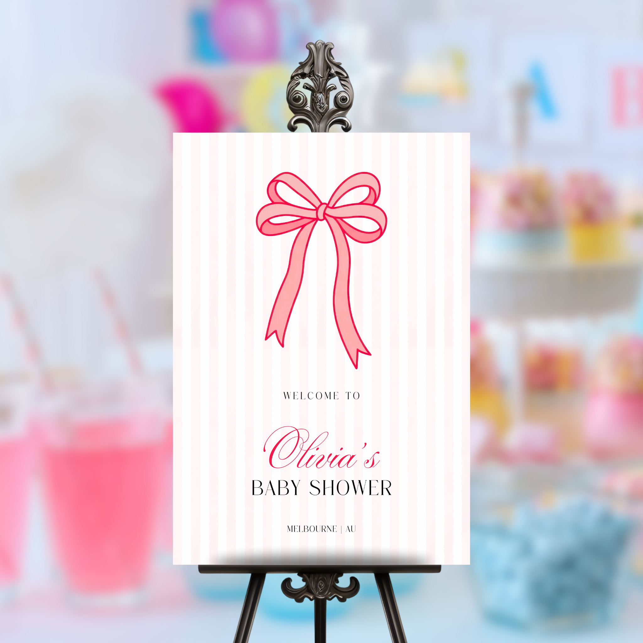 Valentine Baby Shower Welcome Sign - Red Bow