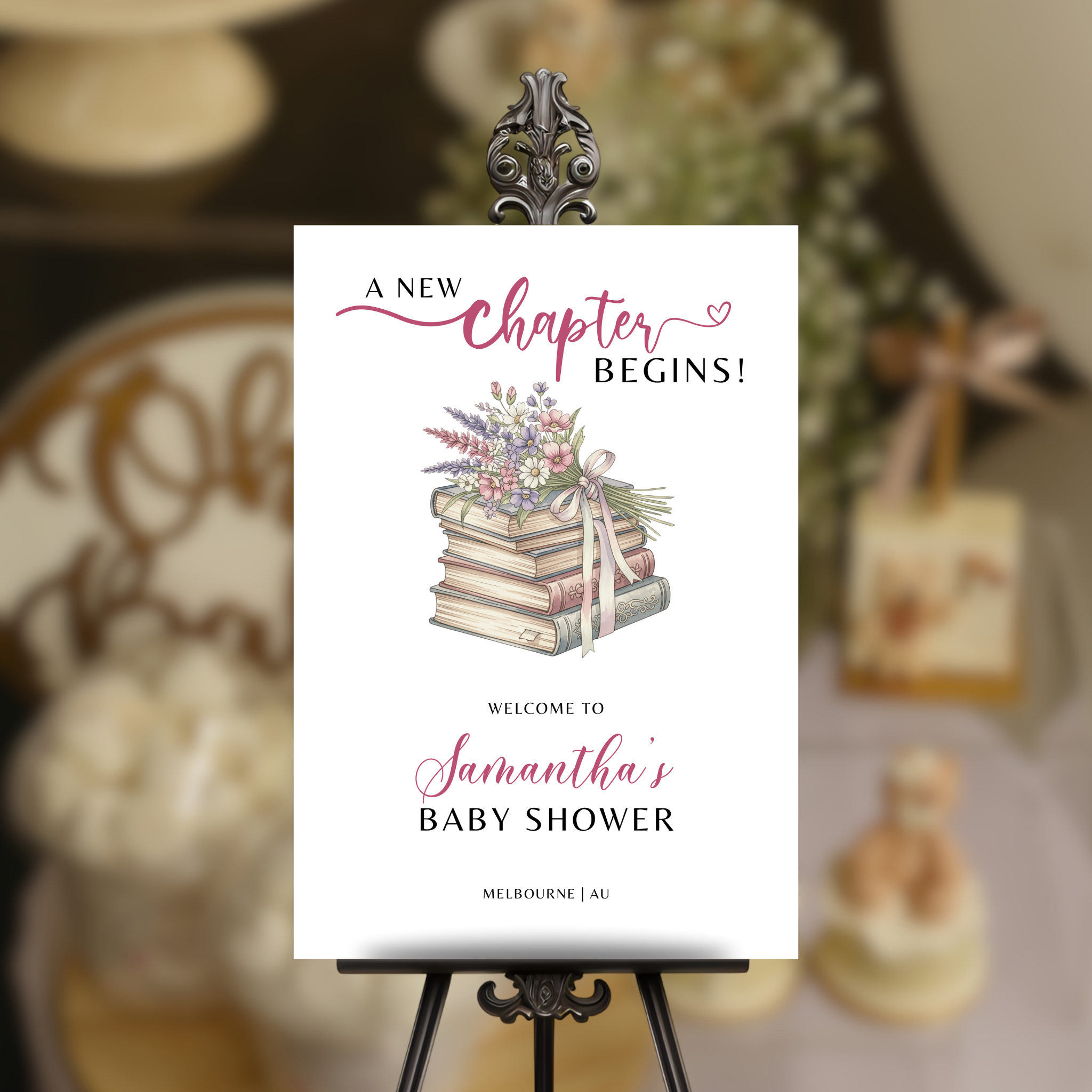 A New Chapter Baby Shower Welcome Sign