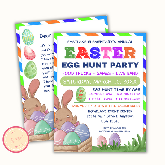 Easter Egg Hunt Party Flyer - Editable Template