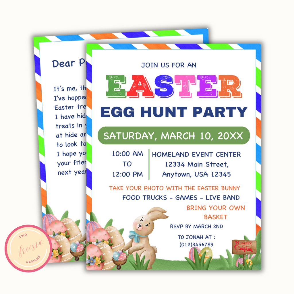 Easter Egg Hunt Party Flyer - Editable Template