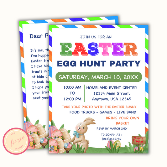 Easter Egg Hunt Party Flyer - Editable Template