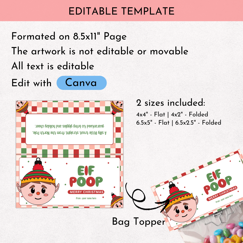Elf Poop Treat Bag Topper 01