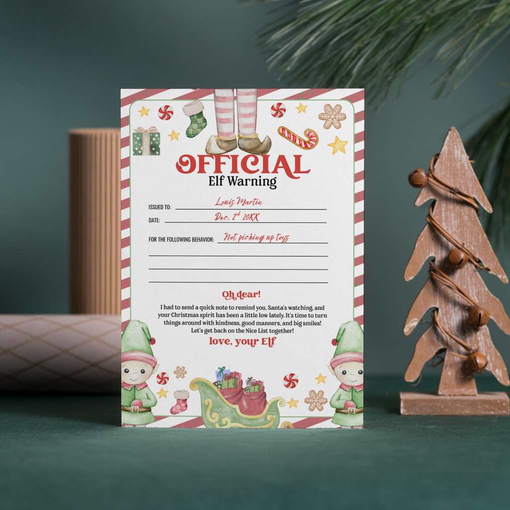 Elf Warning Note Printable Elf Warning Letter Template | Printable Christmas Elf Activity ...