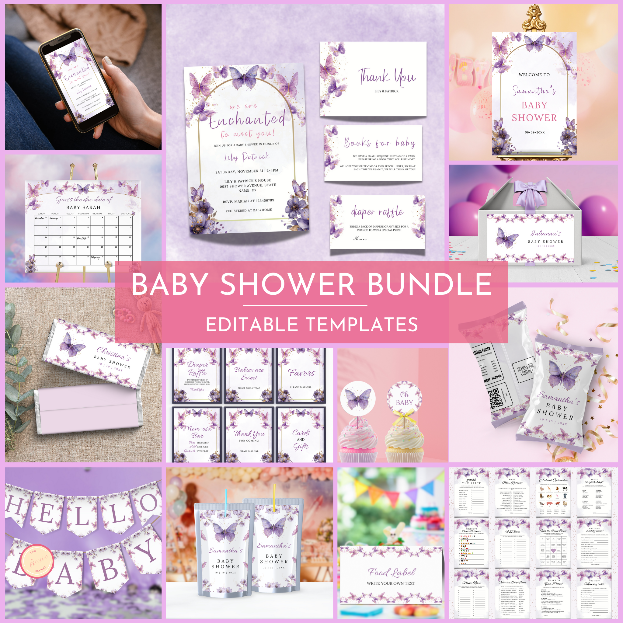 Enchanted Baby Shower Template Bundle