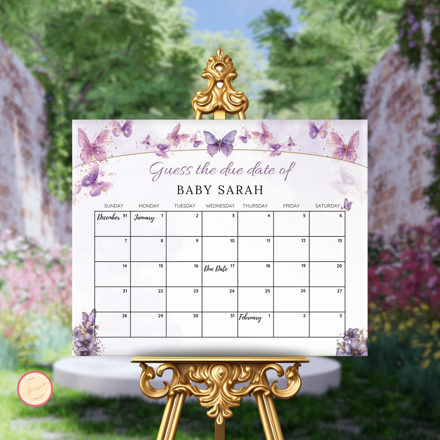 Enchanted Baby Due Date Calendar Game