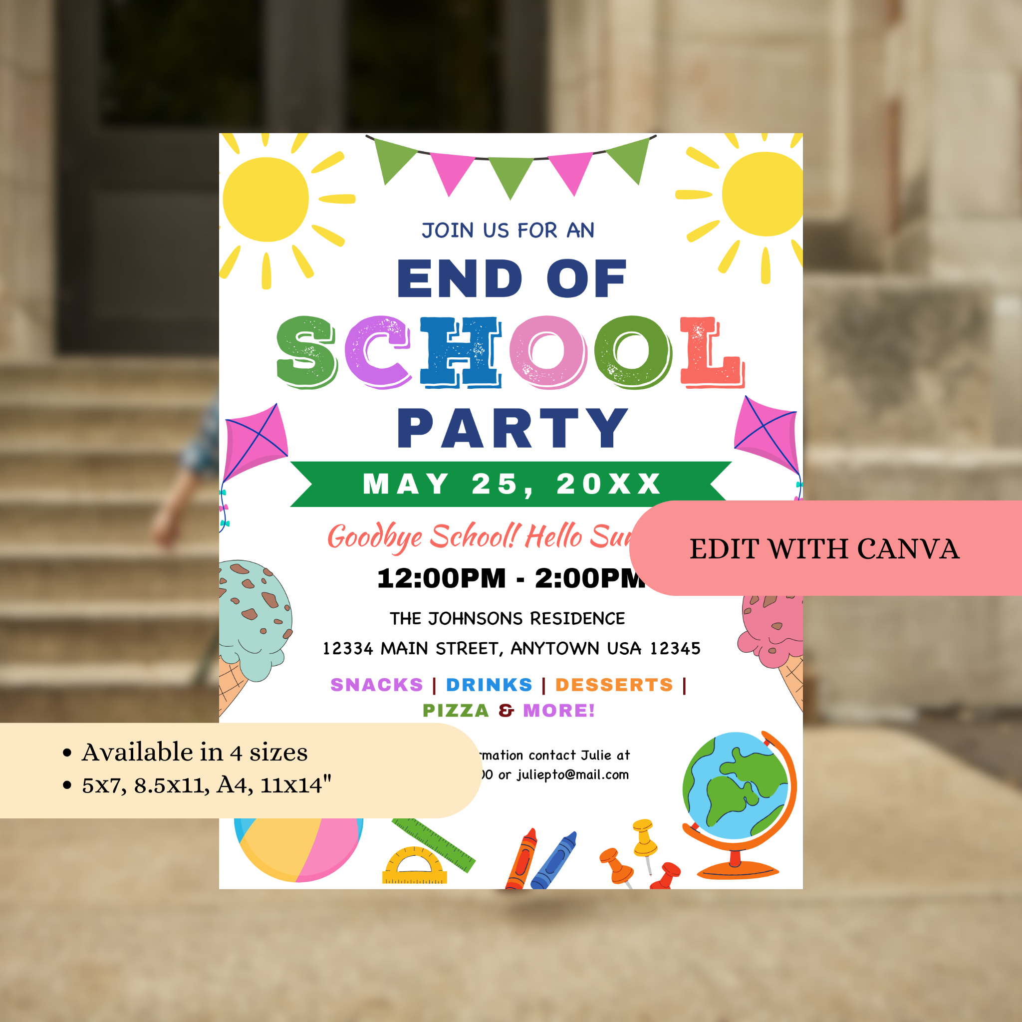 End of School Party Flyer Template
