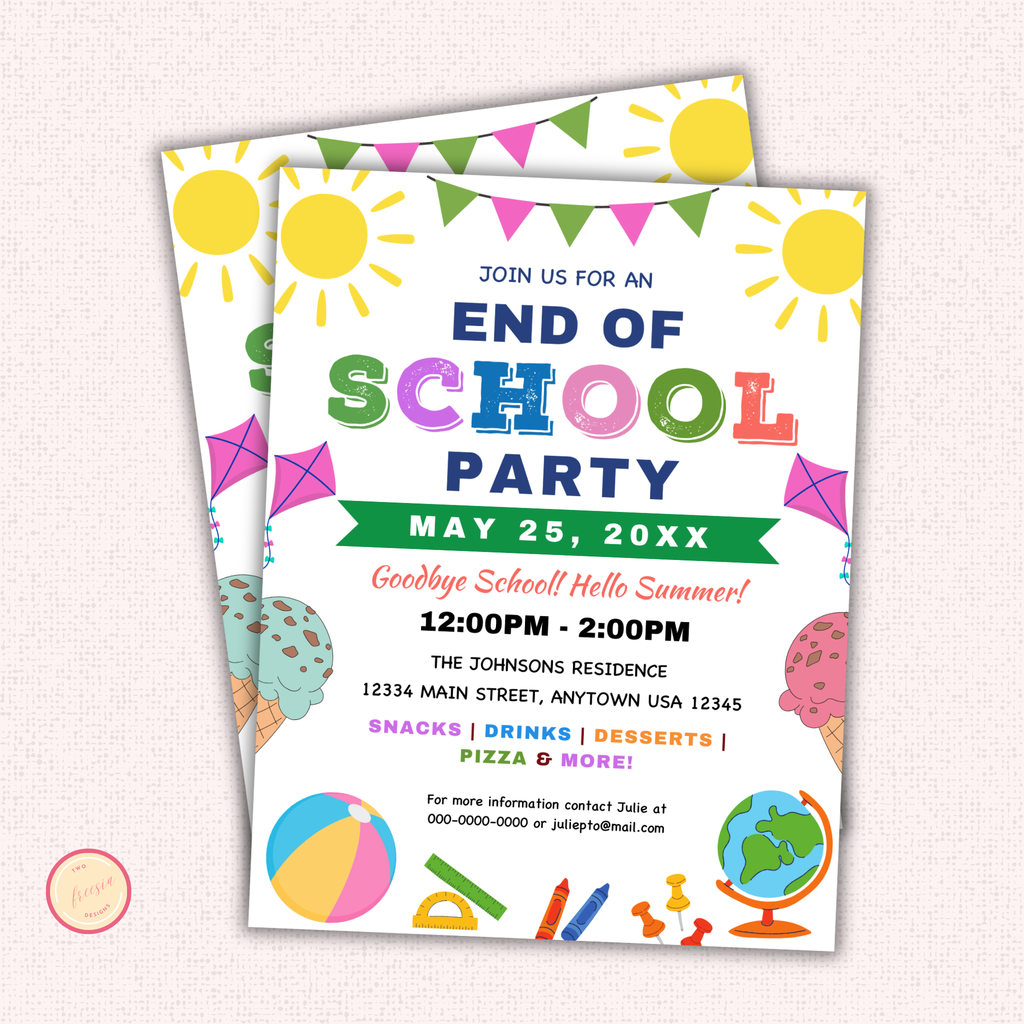 End of School Party Flyer Template