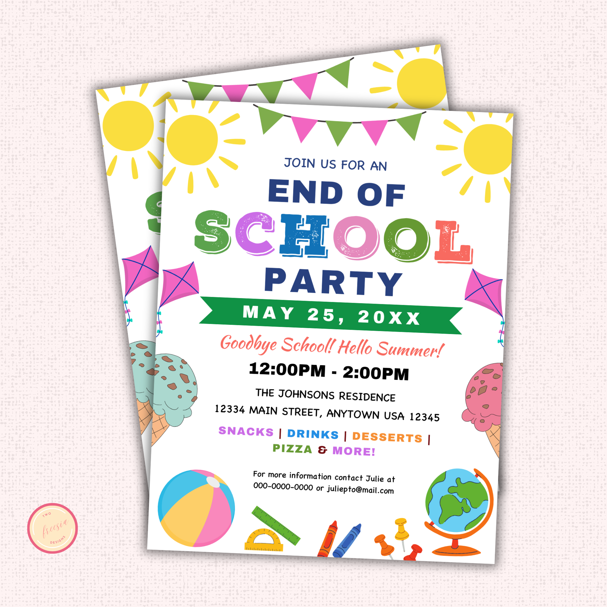 End of School Party Flyer Template