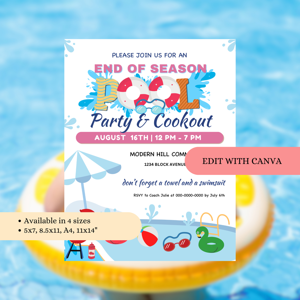 End of Season Pool Party Flyer Template