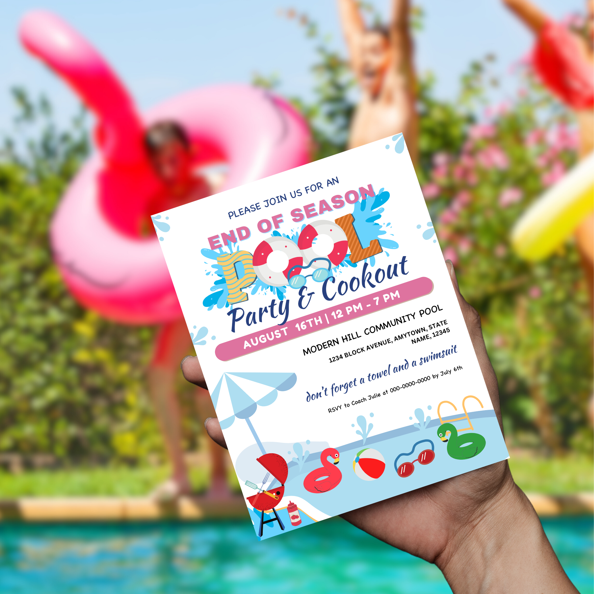 End of Season Pool Party Flyer Template