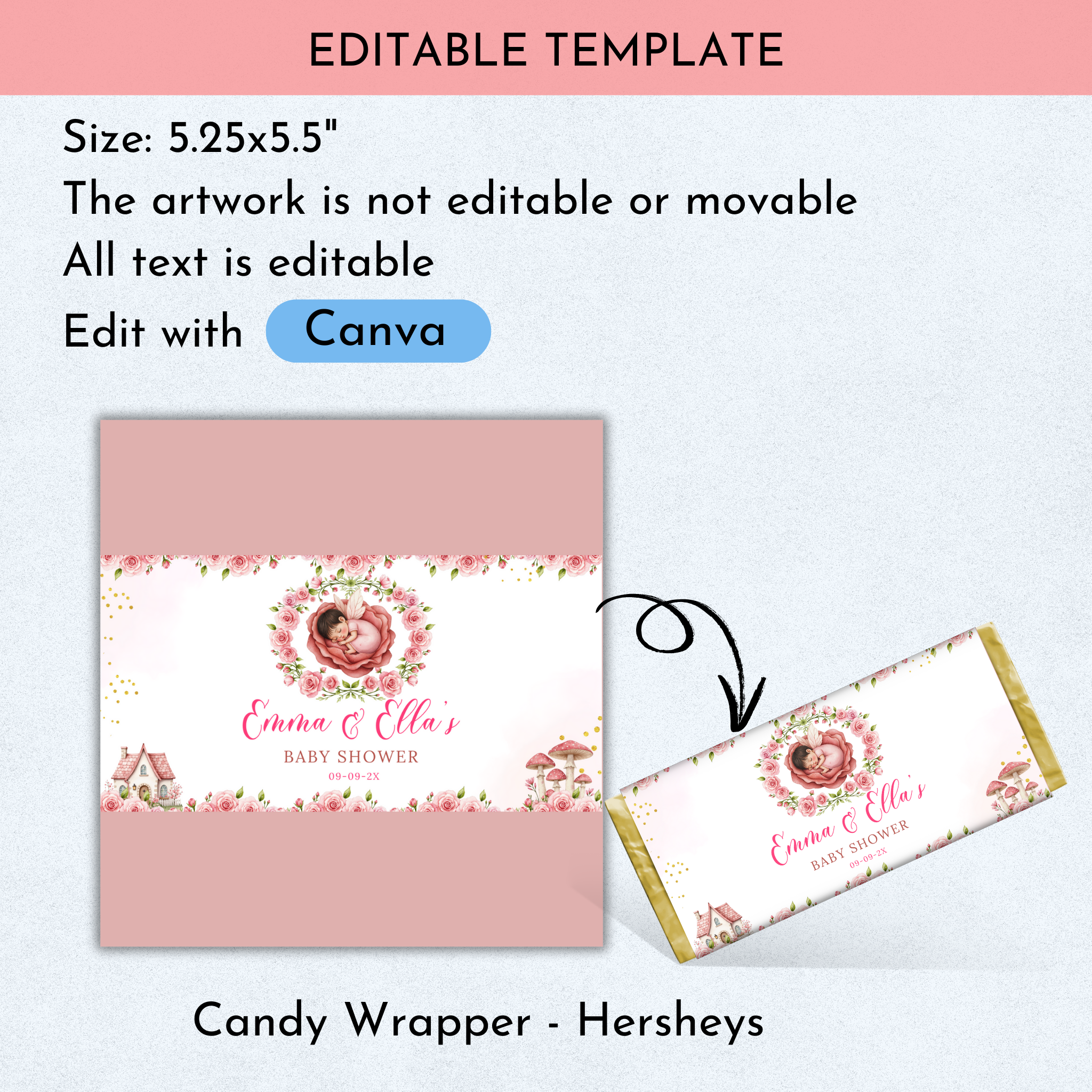 Fairy Baby Shower Favor Template Bundle