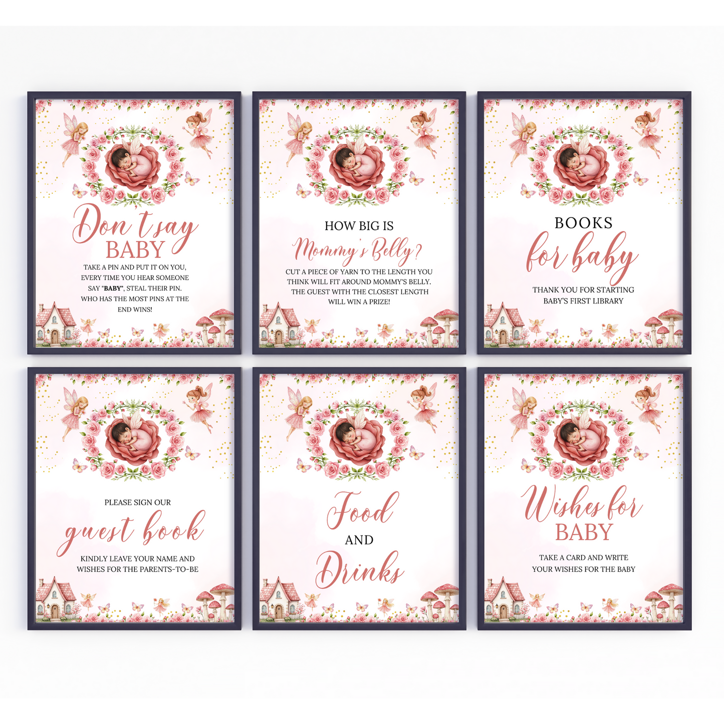 16 Fairy Baby Shower Table Signs