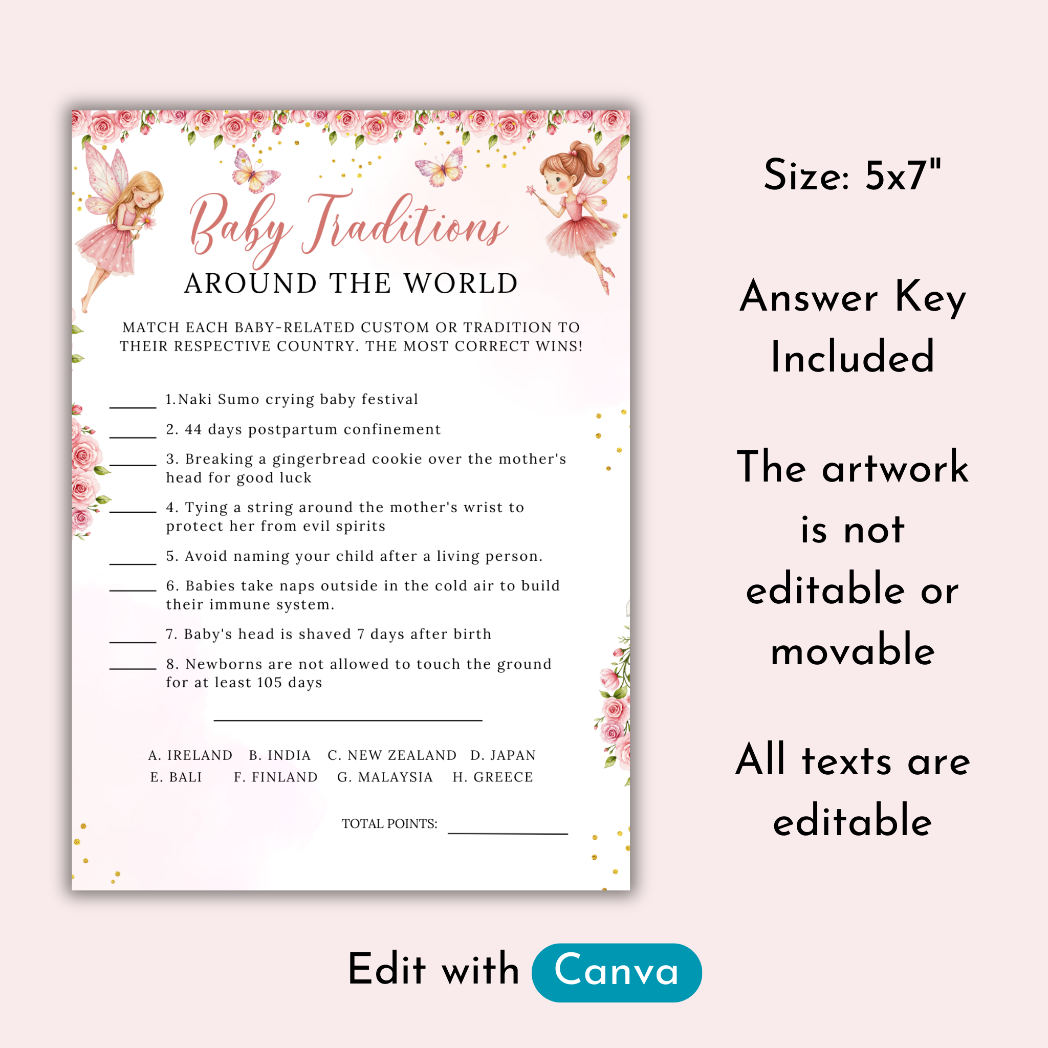 40 Fairy Baby Shower Game