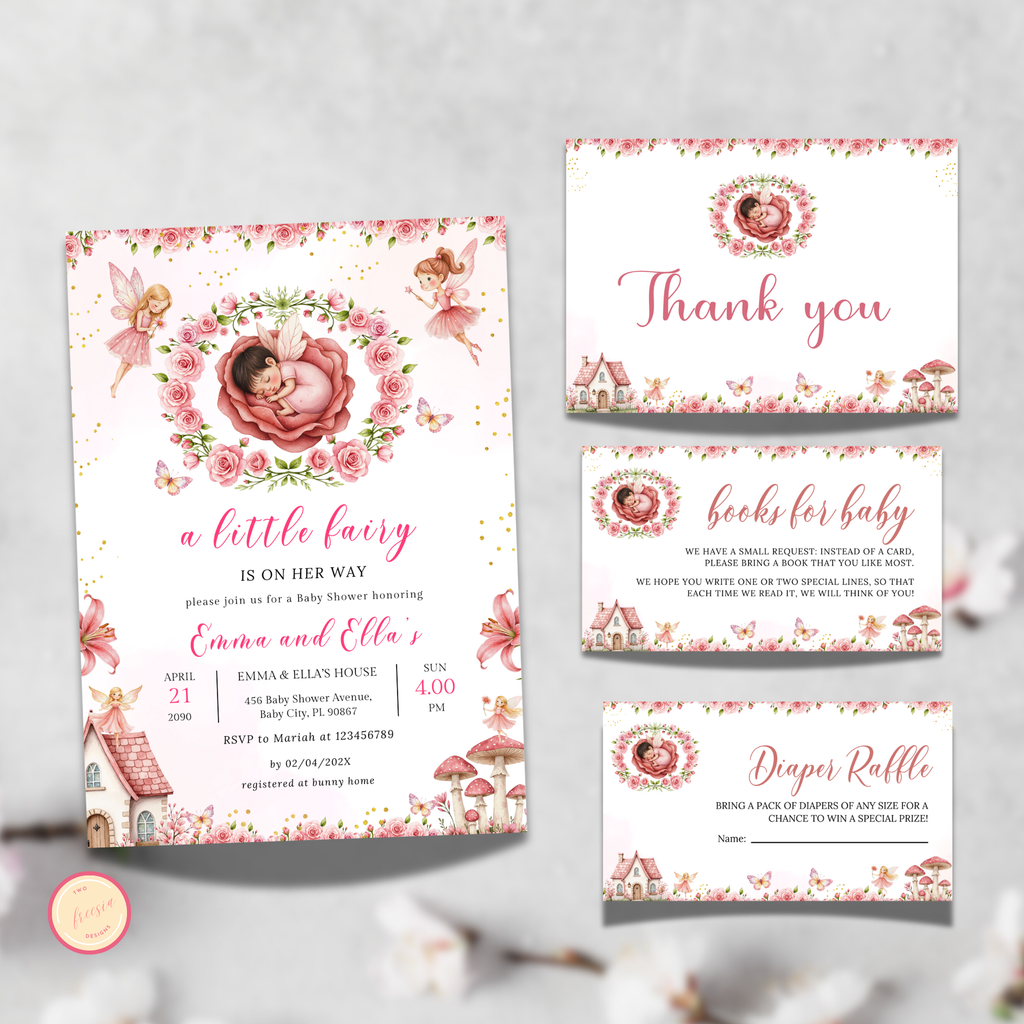 A Little Fairy is on Her Way Baby Shower Invitation Set