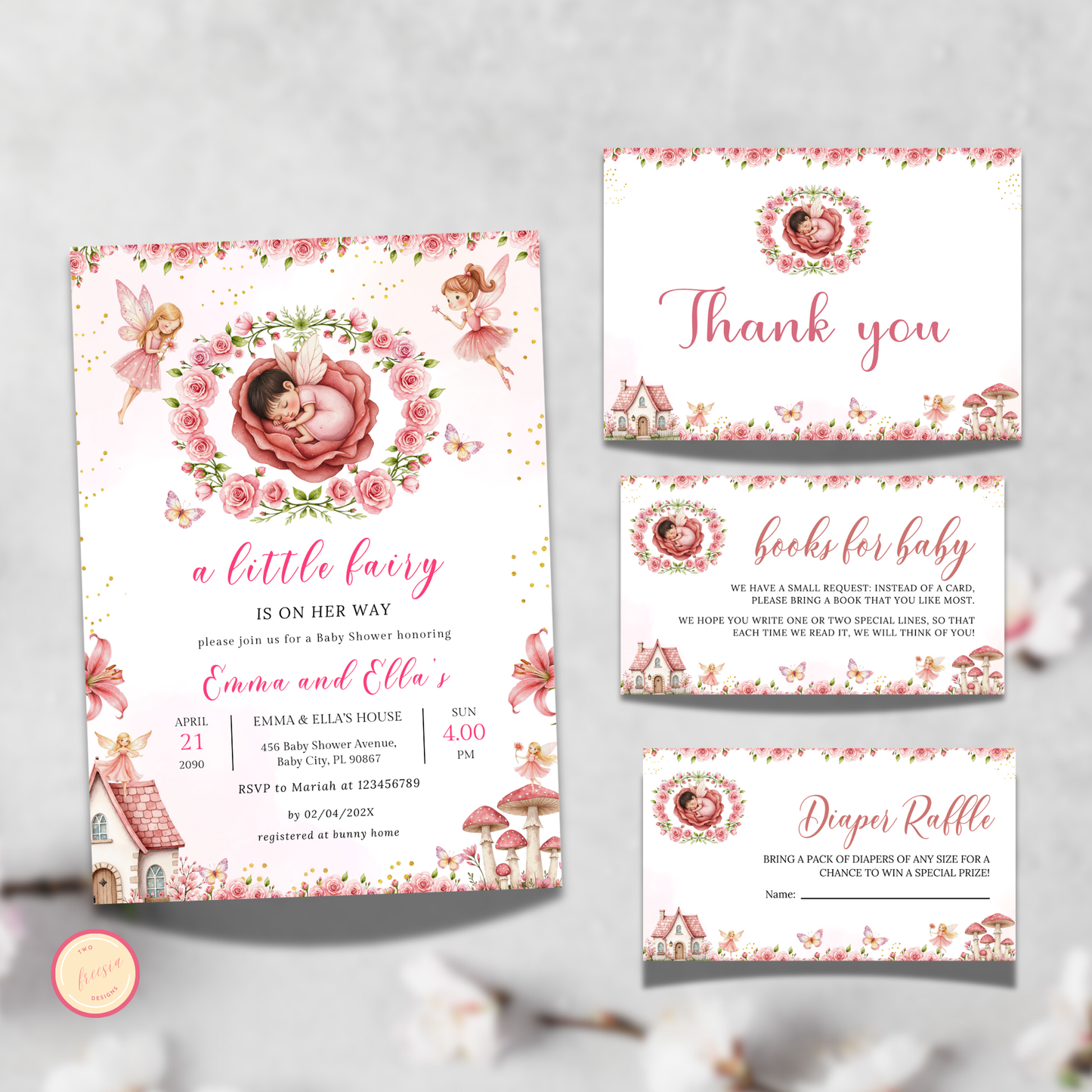 A Little Fairy is on Her Way Baby Shower Invitation Set