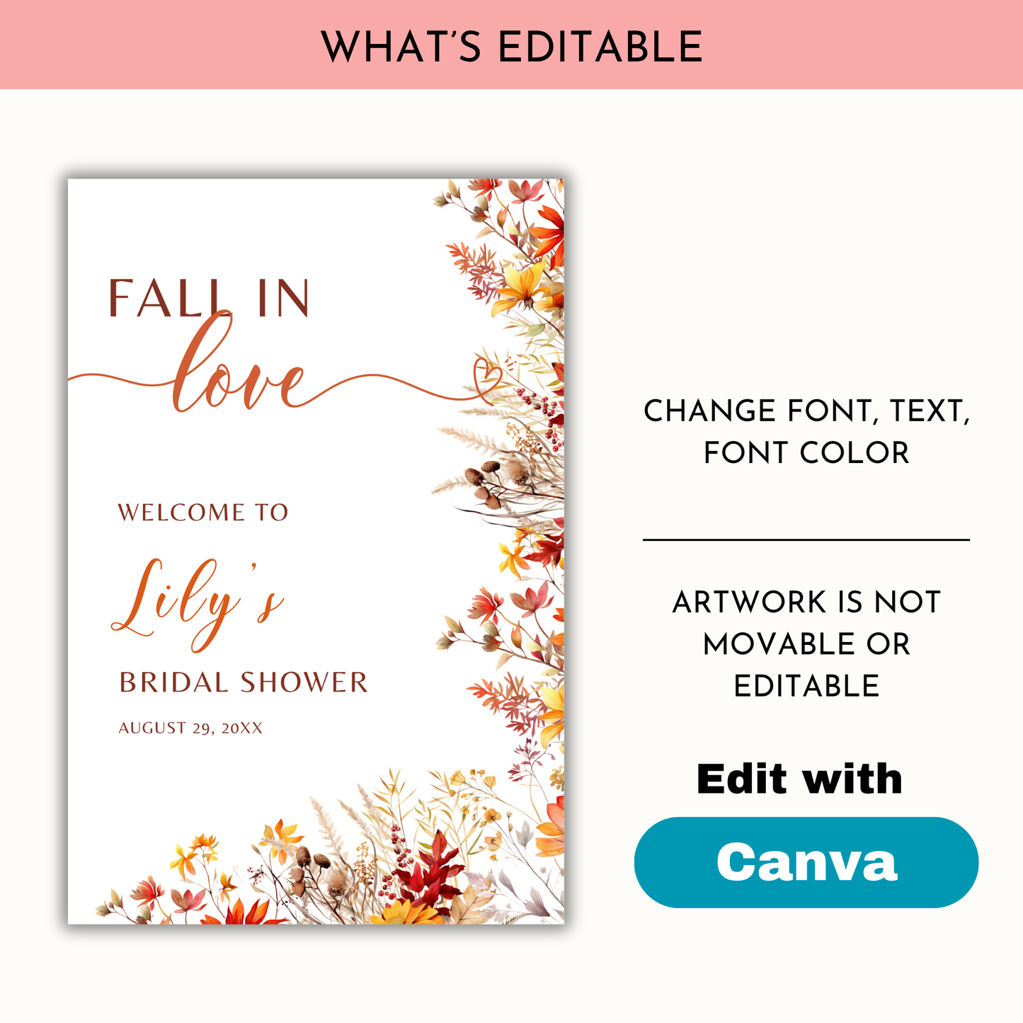 Fall Bridal Shower Welcome Sign #1