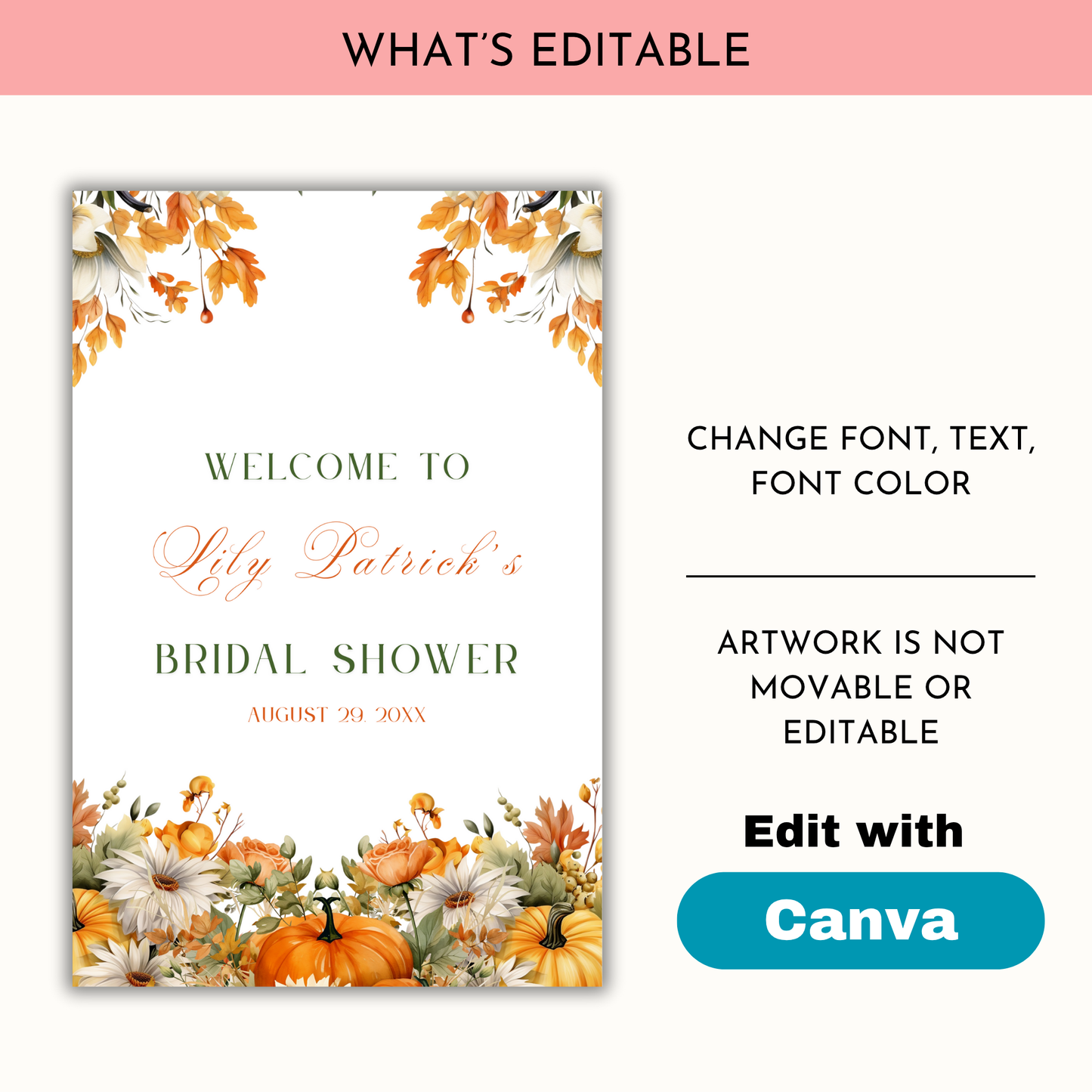 Fall Bridal Shower Welcome Sign #2