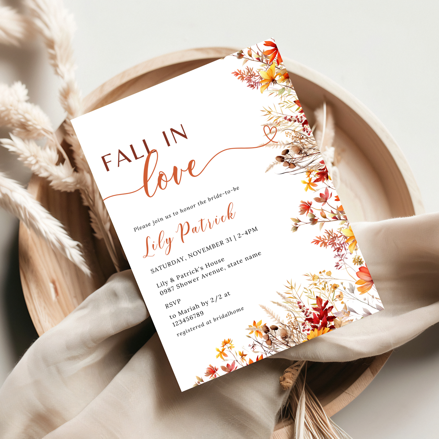 Fall in Love Bridal Shower Invitation - #2