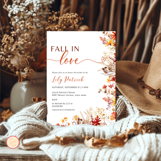 Fall in Love Bridal Shower Invitation - #2