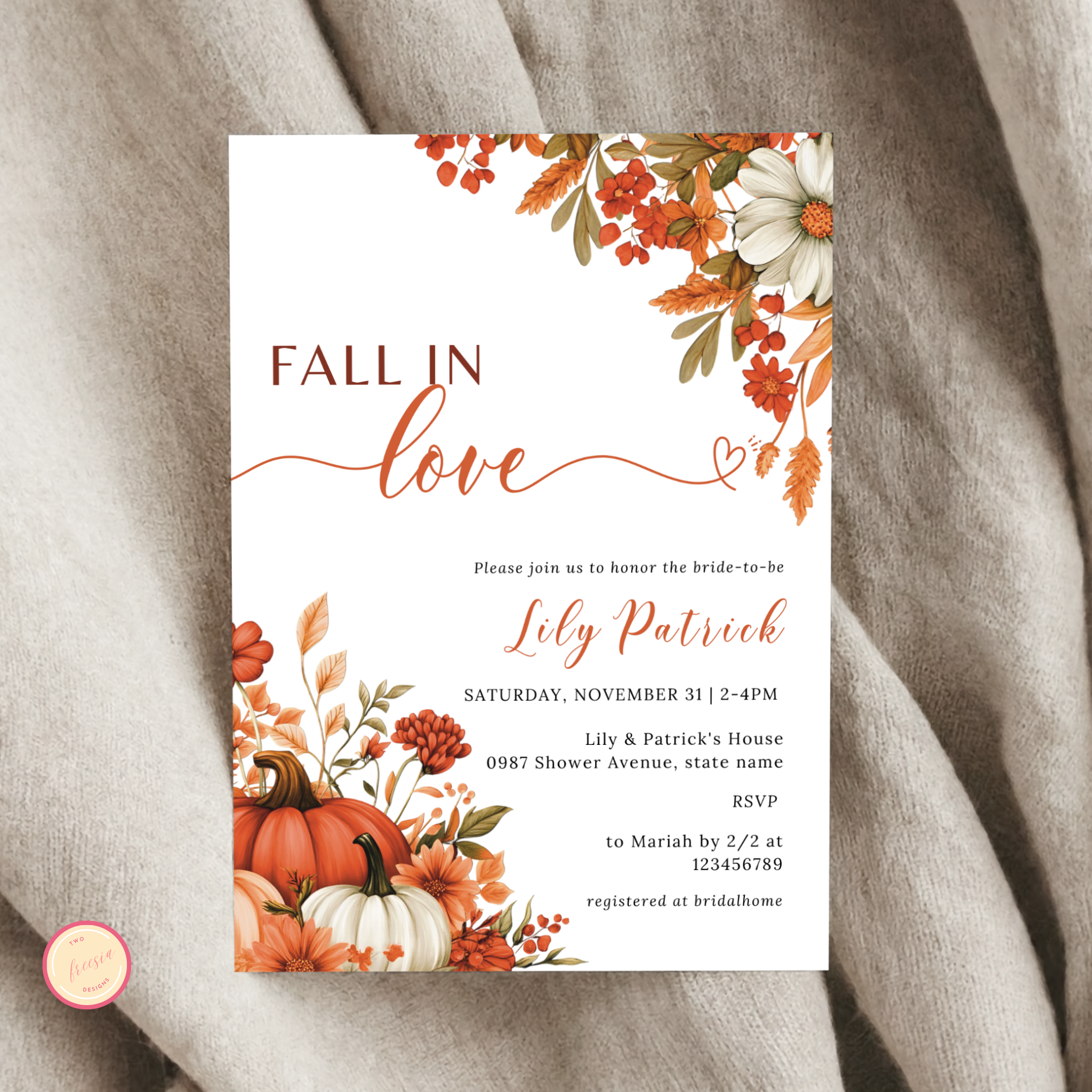 Fall in Love Bridal Shower Invitation - #1