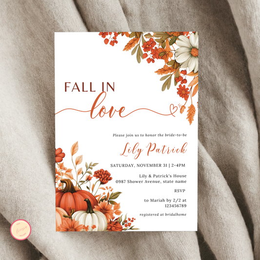 Fall in Love Bridal Shower Invitation - #1