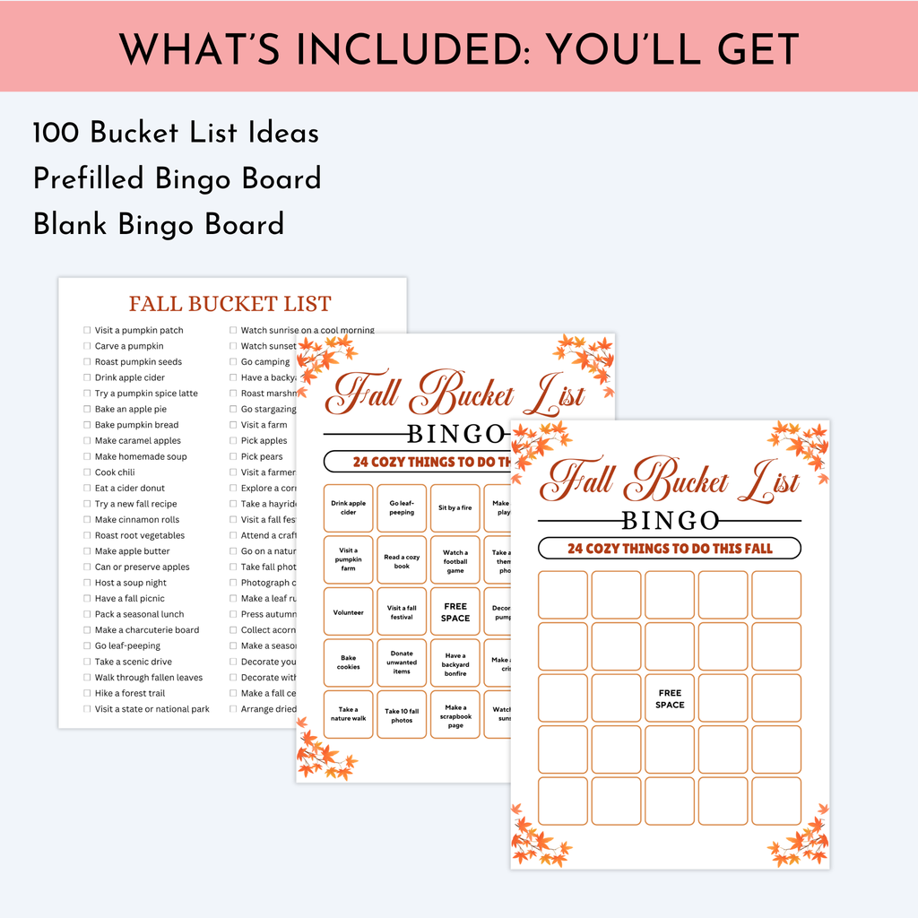 Fall Bucket List Bingo