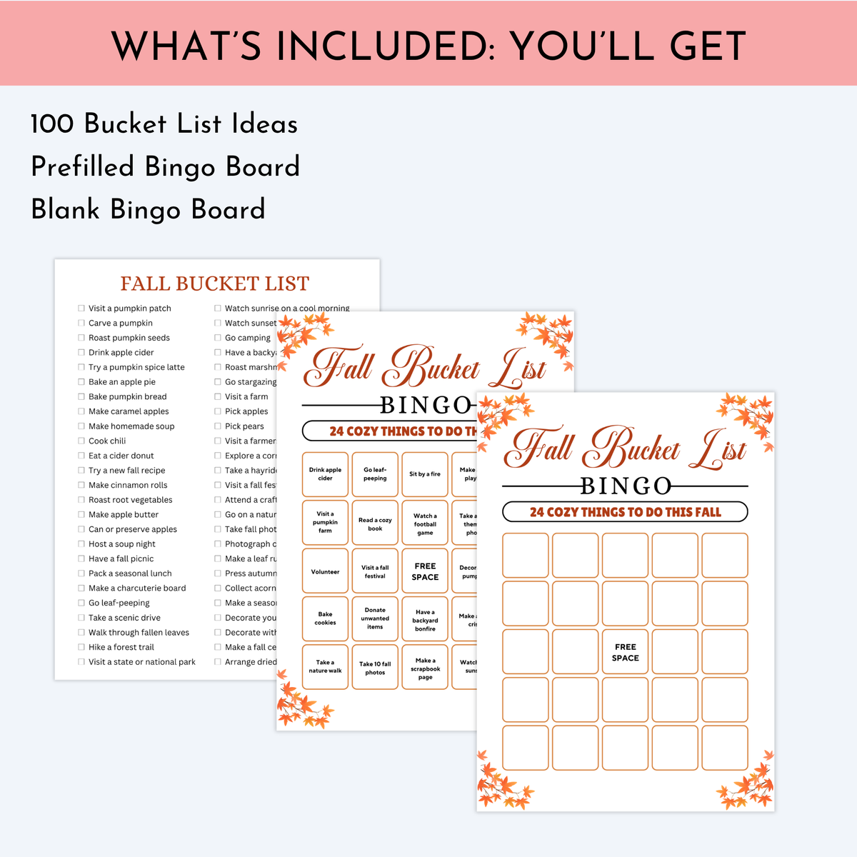 Fall Bucket List Bingo