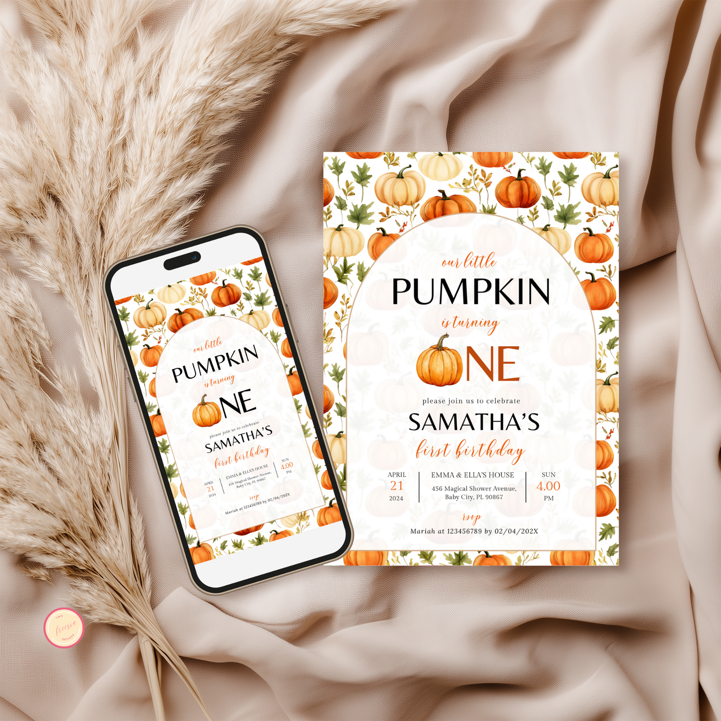 A Little Pumpkin 1st Birthday Invitation
