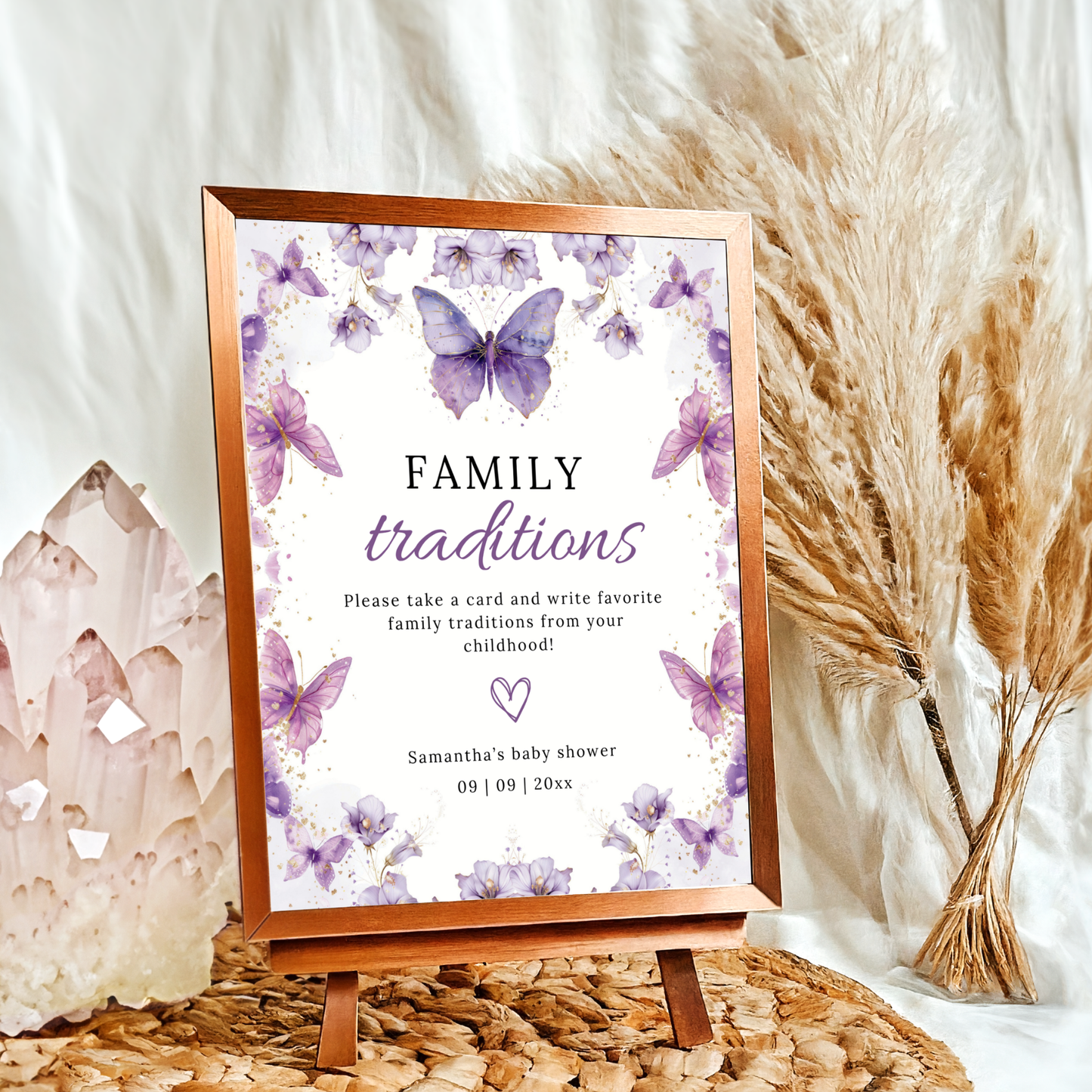 Family Tradition Table Sign - Purple Butterfly