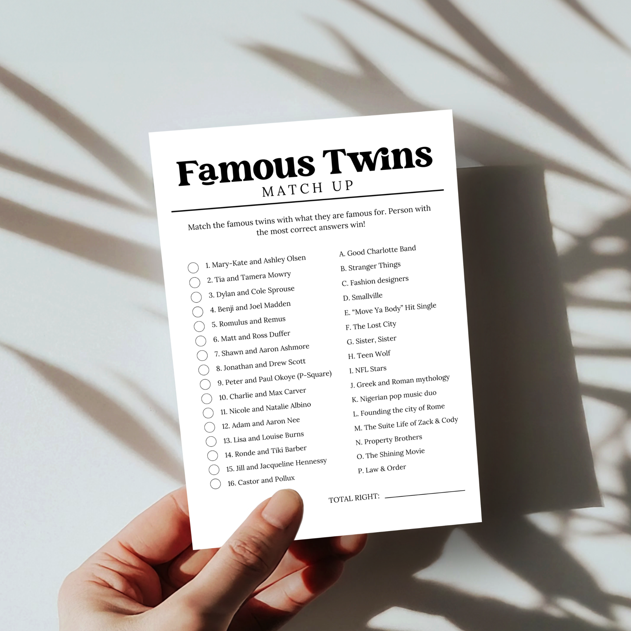 Famous Twins Trivia